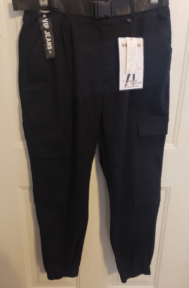 VIP Pants - VIP Jeans Black Cargo Stretch Jogger Pants
